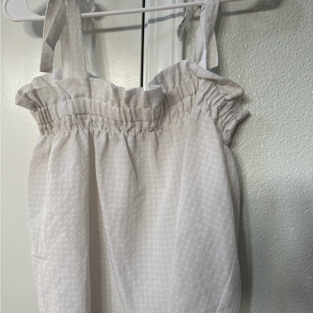 White Textured Sleeveless Top